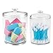 MetroDecor mDesign Bathrooom Vanity Canister Jars for Cotton Balls, Swabs, Cosmetic Pads - Set of 2, Clear