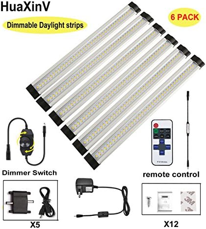HuaXinv 6 Panels Dimmable led under cabinet lighting Daylight 5500K under cabinet lights 12IN 18W 1600LM Under Counter Lights