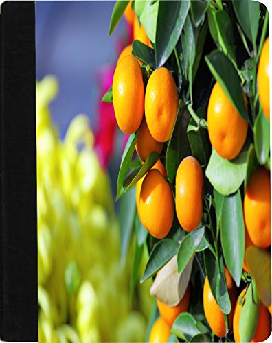 Rikki Knight Kumquat Chinese Festival Freindship Fruit Design Black Faux Leather Case for The Kindle Fire HDX 8.9” (2013 Version)