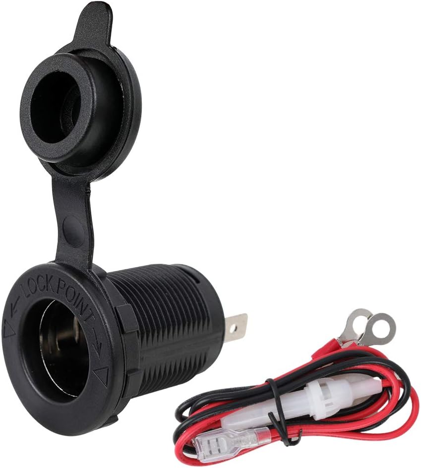 Female 12 Volt Cigarette Lighter Socket Car Automotive Marine ATV Truck RV Boats Lighter Socket Power Outlet Socket Receptacle, DAMAVO YM1084 12V/24V DC Flush Mount with Waterproof Plug (1 PC)