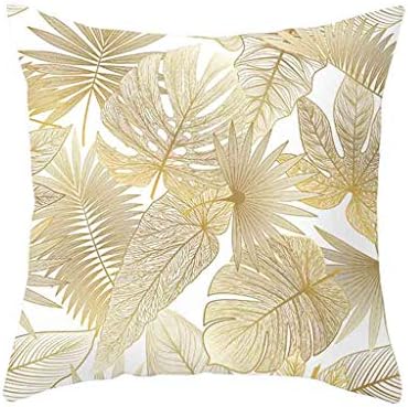 Gold Leaf Plant Printed Cushion Cover, GreatestPAK New 45x45cm Pillow Cases Throw Pillowcase Home Office Car Decor Home Decorative