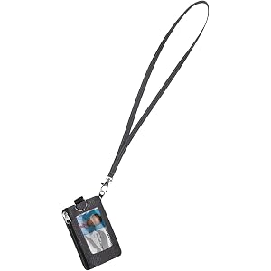 Holiberty RFID Blocking Neck Wallet Minimalist Waterproof Zipper ID Card Pouch Coin Purse with Lanyard Keychain Clear ID Wind