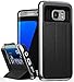 Galaxy S7 Edge Wallet Case, Vena, vCommute, Flip Leather Back, Drop Protection Card Slot Holder, Smart Cover KickStand, Heavy Duty Cover for Samsung Galaxy S7 Edge - Space Gray / Black