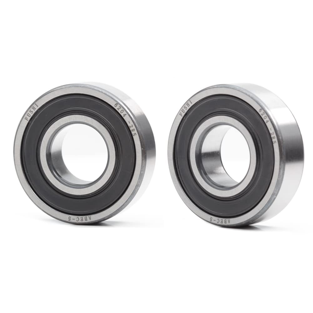 6204-2RS 20x47x14mm Double Rubber Seal Deep Groove Bal Bearings, ABEC-5 Pre-Lubricated for Garden Machinery, Electric Toys and Tool, etc (Pack of 2Pcs)