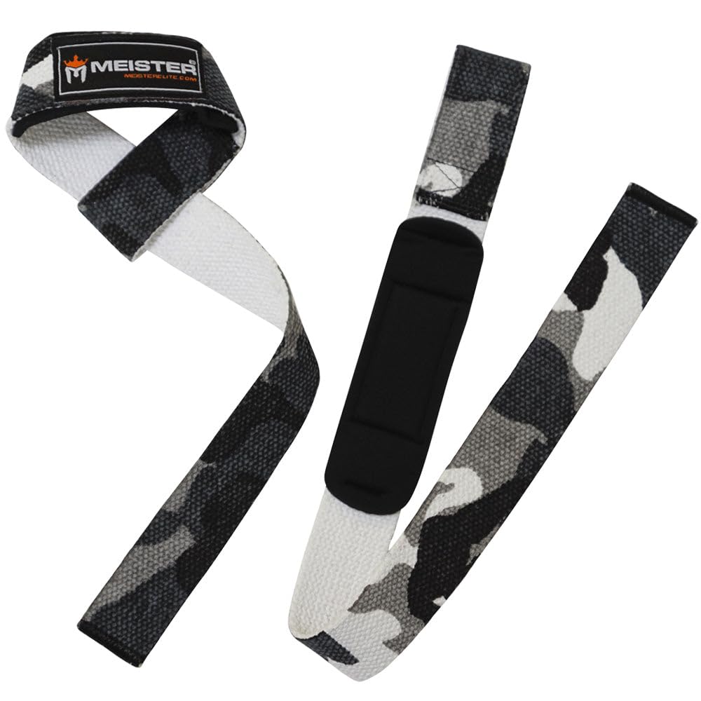 Meister Neoprene-Padded No-Slip Weight Lifting Straps for Grip (Pair) - Urban Camo