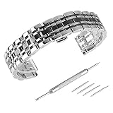 Beauty7 Black/Silver Two Tone 22mm Polished Stainless Steel Solid Link Watch Band Kit Bracelet Strap Replacement Butterfly Buckle Clasp