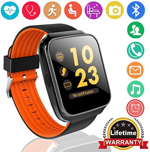 Qiwoo Fitness Tracker Smart Watch Phone with Blood Pressure Heart Rate Monitor for Women Men Kid 1.55" Color Screen Activity Sports Watch GPS Tracker Pedometer Calorie Sync Call SMS for Android iPhone