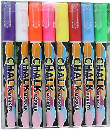 Liquid Chalk Markers 3MM,8 Colored Chalk Pens for Chalkboards, Bistro, Windows, Glass, Labels, Whiteboards