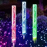 OUTERDO Solar Garden Stake Lights, Solar Tube Lights Outdoor Decorative RGB Color Changing Solar Powered Lawn Lights, Solar Bubble Lights Waterproof for Garden Lawn Patio Front Yard (2 Pcs)
