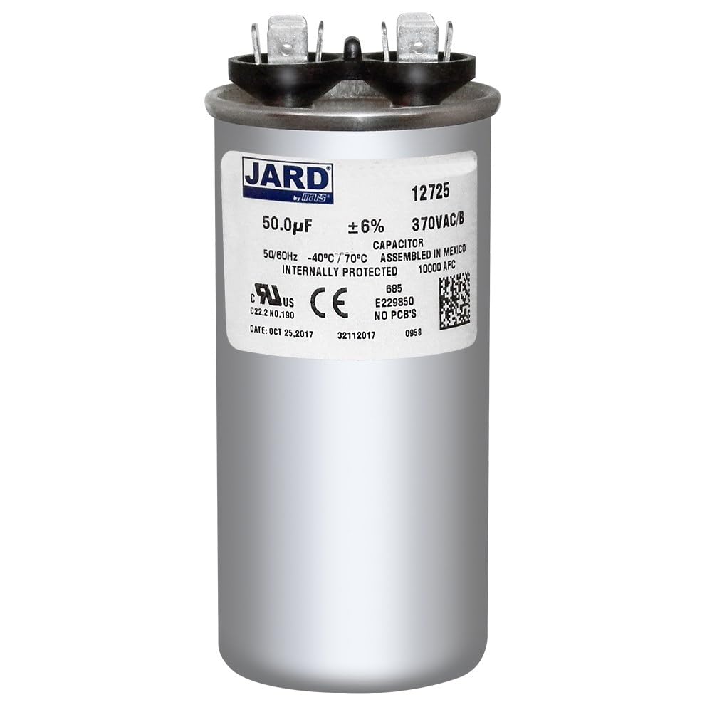 Photo 1 of 50 uF x 370 VAC Round Run Capacitor by # 12725