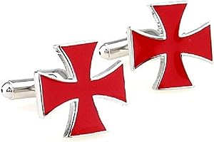 VCUFFLINKS Knights Templar Red Cross Design Cufflinks Silver Cuff Links