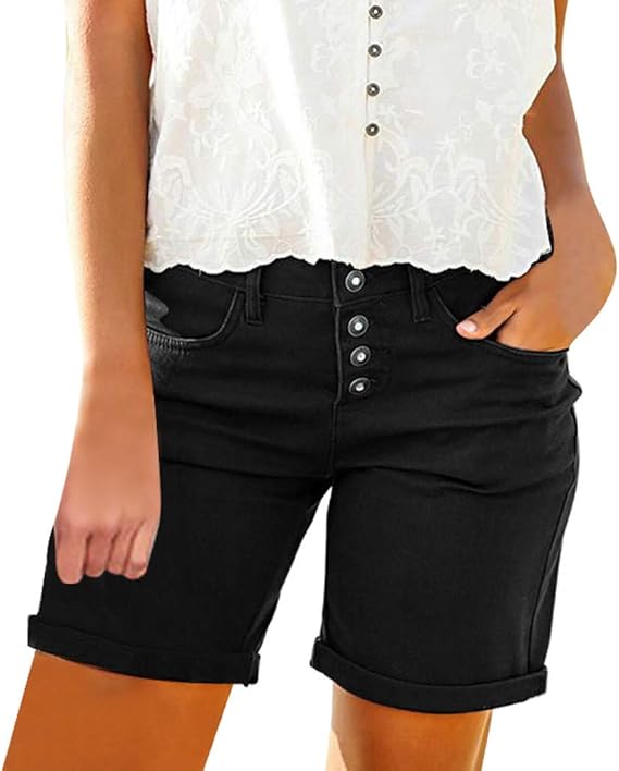 button up jean shorts