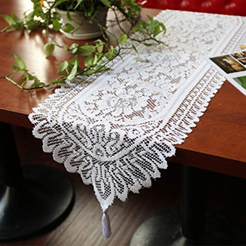Tinsow 2 Pack Cotton Crochet Lace Rectangular Table Runner Dresser Scarf Doilies (Style A-2)