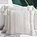 blue page Set of 2 Boho Pillow Covers Tufted Neutral Pillow Covers, Farmhouse Throw Pillow Covers for Couch Bed Decorative Pillow, Bohemian Accent Pillow Case, Cream Square 18x18