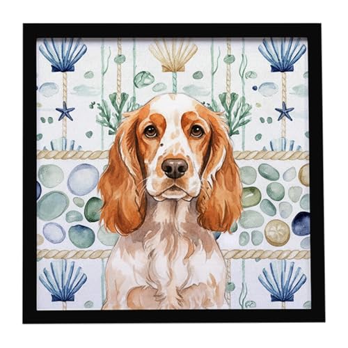 Caroline's Treasures Orange Roan English Cocker Spaniel Coastal Sea Glass Frame…