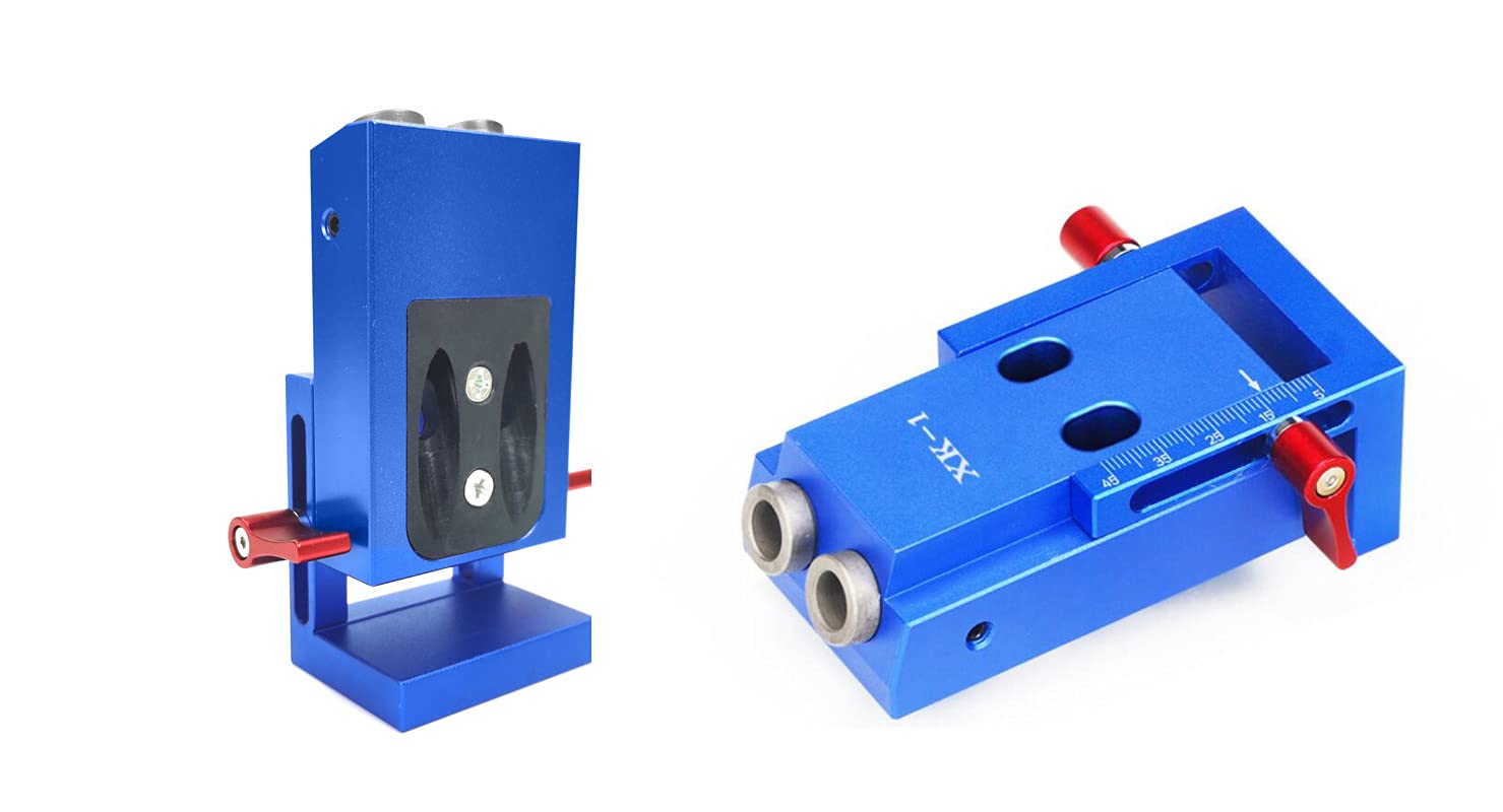 New Blue Aluminum Pocket Hole Drill Jig Kit with Step Drilling Bit Woodworking Cutter Tool Set