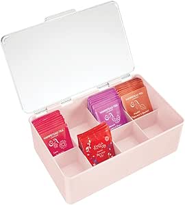 mDesign Caja para té con Cubierta – Cajas de plástico con ...