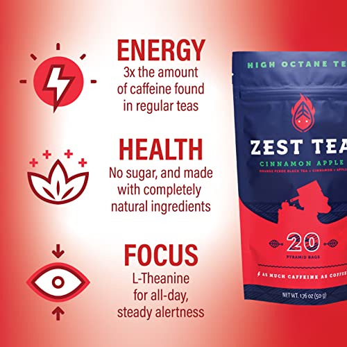 Zest 150mg High Caffeine Energy Leaf Blend Cinnamon Apple Black Tea
