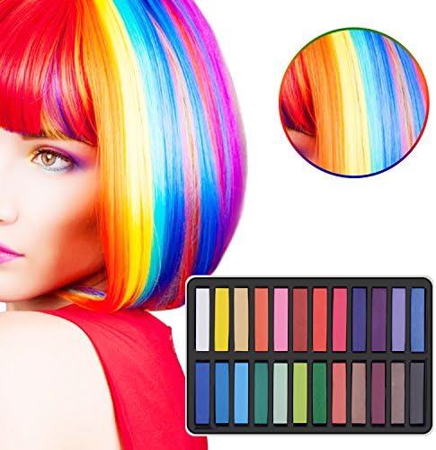 Ameauty Non-Toxic Temporary Washable Hair Chalk Set for Party, Cosplay and Gift, Works on All Hair (24 pcs)