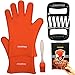 CASAPRO 5 piece Silicone Cooking Glove Meat Shredder - Including Heat Resistant Gloves, Solid Prong Meat Shredders and Silicone Basting Brush for Cooking, Grilling, Baking, Barbecue