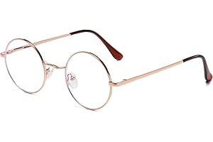 EYLRIM Round Blue Light Blocking Glasses for Women Men Circle Clear Lens Metal Frame Eyeglasses Non Prescription