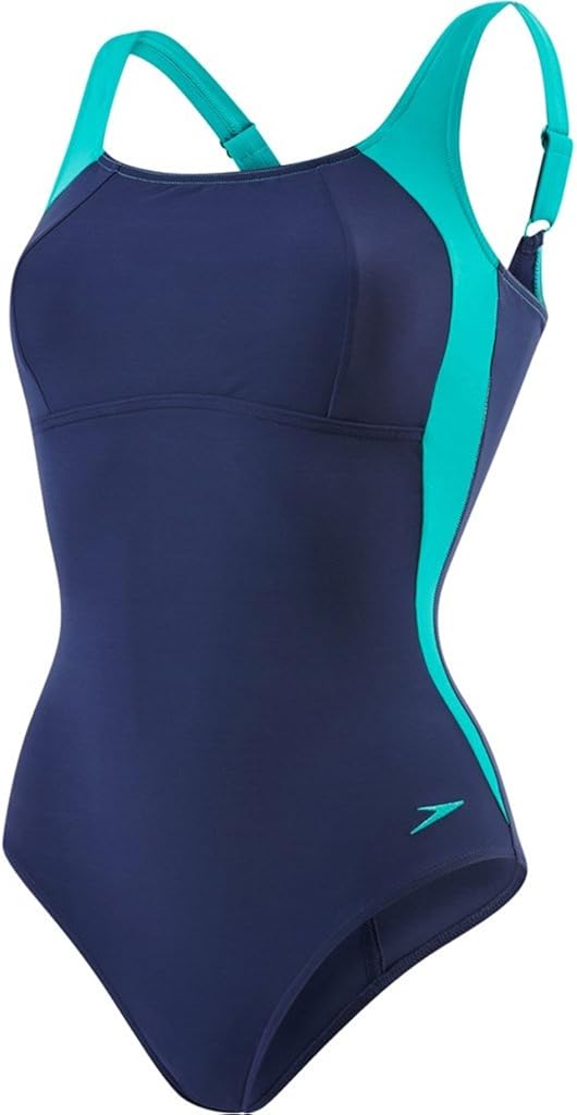 Speedo Damen Badeanzug Spdscu lunalustre 1pc af Badeanzug, Navy/Jade