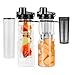 Infuser Water Bottle 25oz Sport Bottles with Dual Fruit Infusion Strainers, Leak-proof Flip Top Design, Anti-slip BPA Free Tritan Water Bottle by Ingenuity & Senhs (Black)