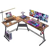 Gaming Desk L Shaped Computer Desk, Corner Desk for Home Office with Monitor Stand 58", Vintage