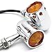 DLLL 2pcs Amber Universal Motorcycle Lens Retro LED Turn Signal Bulb Blinkers Light Indicator Side Marker for Harley Davidson Suzuki Honda Kawasaki Yamaha BMW Scooter Vesp Moped Metric (Chrome)