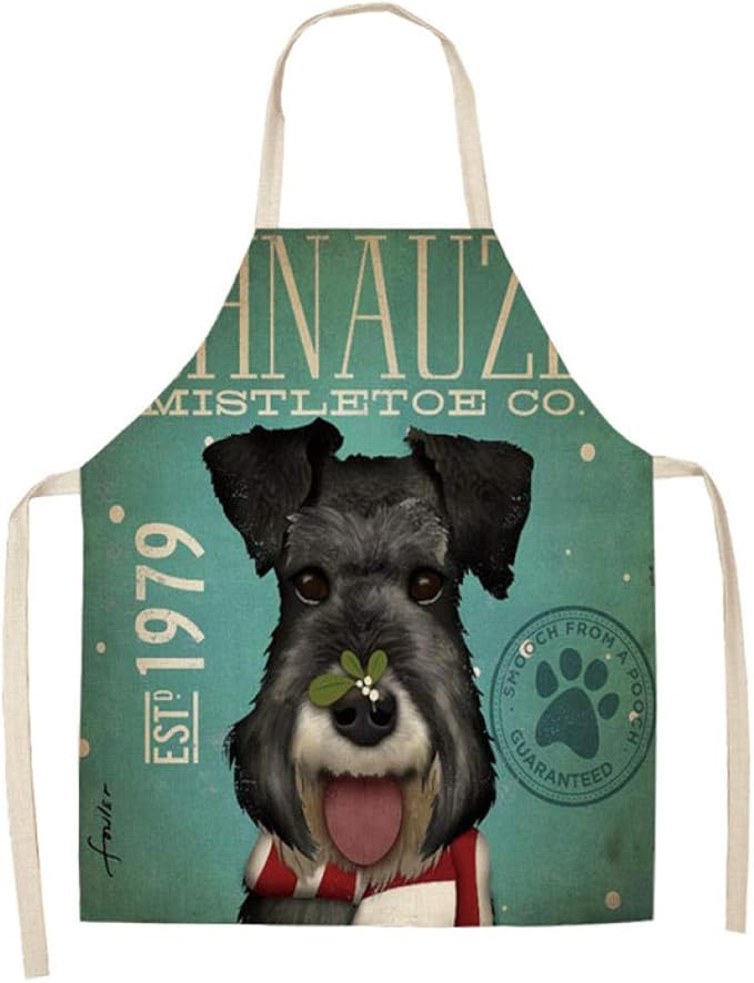 Dog apron modern and simple cute cartoon dog pattern apron cotton and