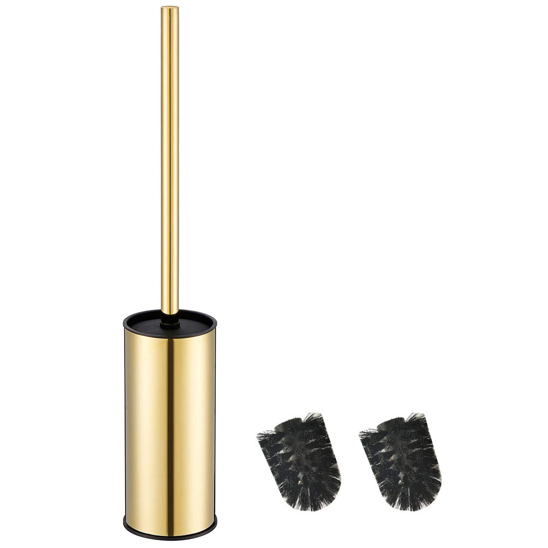 BGL Toilet Brush Holder - Stainless Steel Gold Round Freestanding Toilet Bowl Brush and Holder for Bathroom
