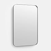 Better Bevel 24" x 36" Silver Metal Framed Mirror | Rectangle Bathroom Wall Mirror | Rounded Corner