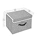 Storage Bins Set,MEE'LIFE Pack of 2 Foldable Storage Box Cube with Lids and Handles Fabric Storage Basket Bin Organizer Collapsible Drawers Containers for Nursery,Closet,Bedroom,Home(Light Gray)