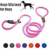 Lynxking Dog Leash Rope Strong Heavy Duty Braided Rope Slip Leads No Pull Training Lead Leashes for Medium Large Dogs (5', Pink)