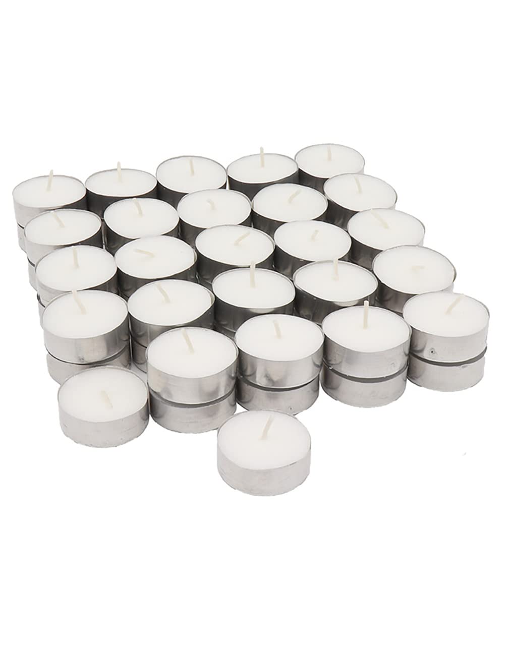50 x White Tea Lights Unscented Candle - No Smell - Diameter 39mm - Ideal for Tableware, Decoration, Room, Home, Fondue, Oil Essentials Burner