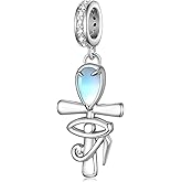 Ankh Cross Charm 925 Sterling Silver Ankh Egyptian Jewelry Gift Protective Talisman Ready to Be Attached to Your Favorite Bracelet Necklace Chain or Keyring for Women
