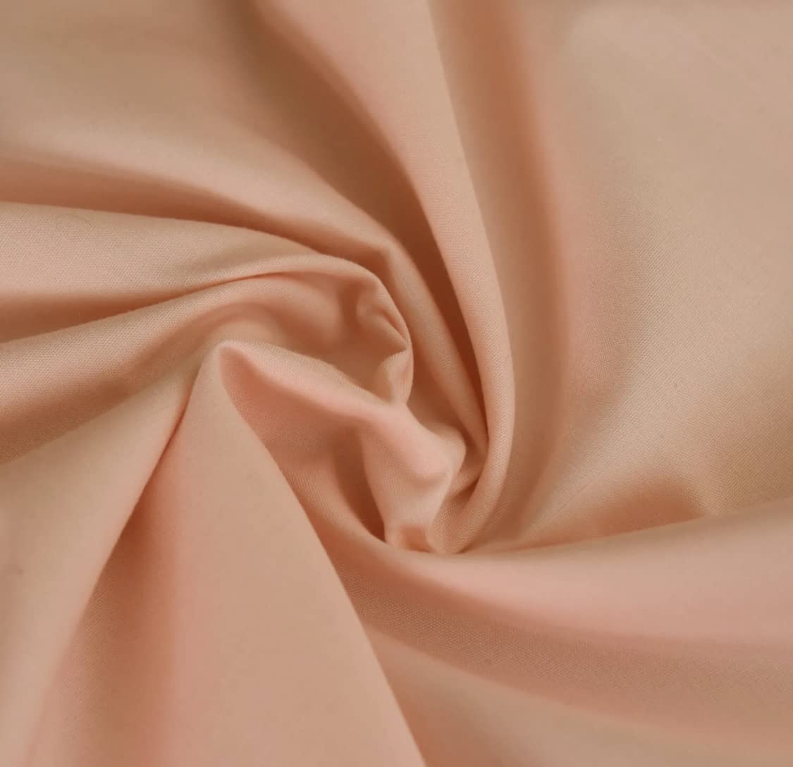Novato Textiles Plain Polycotton Fabric Dress Craft Material 44" Wide Available in 11 Colours (Peach, 5 Meter)