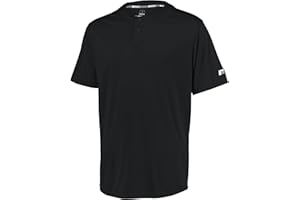 Russell Athletic Men's 2-Button Baseball Jersey-Short Sleeve Moisture-Wicking Dri-Power Performance Shirt