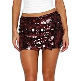 Justalwart Women's Sequin Skirt Sparkle Stretchy Bodycon Mini Party Glitter Skirts