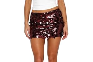 Justalwart Women's Sequin Skirt Sparkle Stretchy Bodycon Mini Party Glitter Skirts