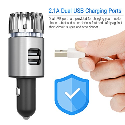 Car Air Purifier, Negative Ion Generator Car Freshener Remove Odor, Smoke, Dust, Bacteria with Dual USB Charging Ports, Car Ionizer for Automobile - Thumbnail 4