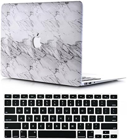 Macbook Air 13 Inch Case, VTOSEN Plastic Hard Shell Case with Keyboard Cover for Macbook Air 13.3inch, Model A1369 &amp; A1466 - White Marble