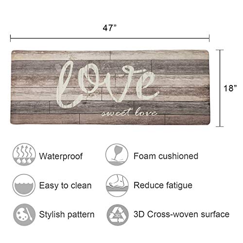 FRESHMINT Farmhouse Kitchen Mats Cushioned AntiFatigue Comfort Mat for