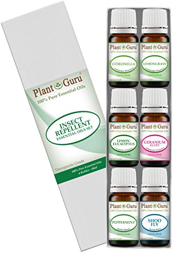 Insect Repellent Essential Oil Set 6-10 ml Bugs & Mosquito 100% Pure Therapeutic Grade Includes Citronella, Lemongrass, Lemon Eucalyptus, Geranium, Peppermint and Shoo Fly Blend.