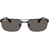 Ray-Ban RB3778 Rectangle Sunglasses for Men for Women | In Gunmetal, Arista Gold &amp; Black. Metal frame. Sizes: 57/60mm.