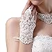 Beautydress Short Lace Fingerless Rhinestone Bridal Gloves for Wedding Party 155(W)
