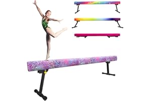 Sealoha 8ft Ultrasimple Adjustable&Foldable Balance Beam,High-Low Floor Beam Suede Gymnastics Equipment,No Tool Require, Gymnastics Beam for Training&Professional HomeTraining