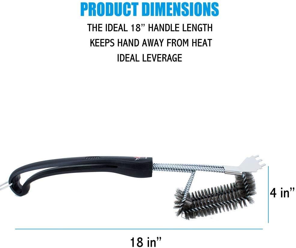 Kona Speed/Scrape Grill Brush and Scraper - Compatible with Weber and Other Brands Flat & Round Grill Grates - BBQ Cleaner for Gas Grills, Stainless Steel Cast Iron Grates - New Flex Grip Handle: Home & Kitchen
