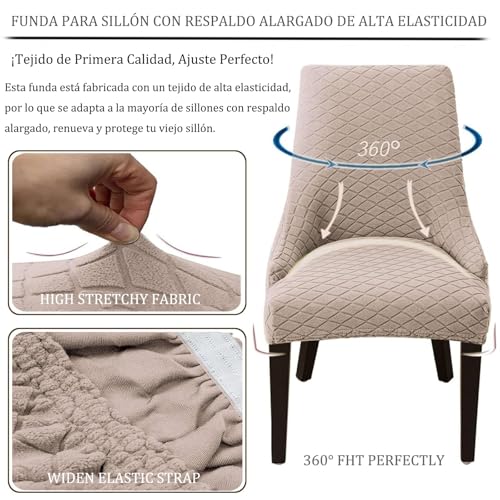 Fundas elásticas para sillas con Respaldo Fundas para Sillas de Comedor Fundas para sillas Laterales con Respaldo Protector para Sillas Tipo Sillón, Cubresillas para Cocina y Sala(Camel,4pcs)