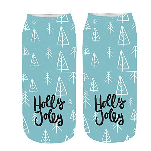 Happy Holiday Novelty Funny Women's 3D Cartoon Christmas Crazy Cute Amazing Print Ankle Socks DEATU Sale(D-J,One Size)